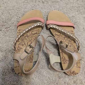 Elegant Beige and Pink Braided Sandals